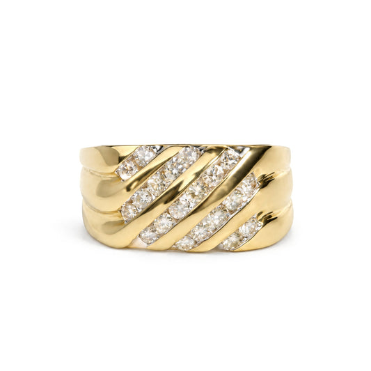Men's 10K Yellow Gold 1.00 Cttw Channel Set Diamond 5 Row Band Ring
