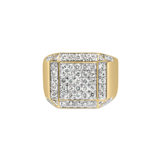 Anillo de banda tipo cóctel de oro amarillo de 10K para hombre con diamantes de 2 1/8 Cttw en grupo compuesto