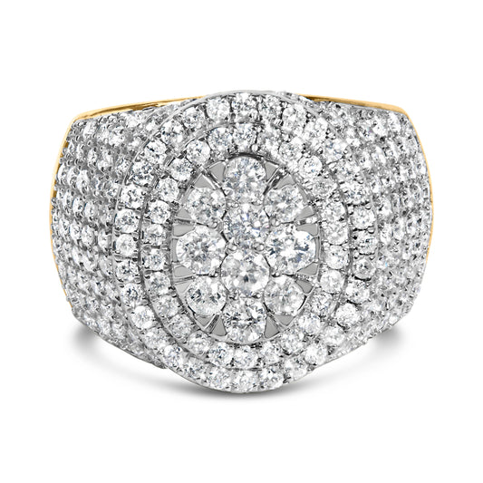 Men's 10K Yellow Gold 2-1/2 Cttw Round Diamond Cluster Cocktail Ring