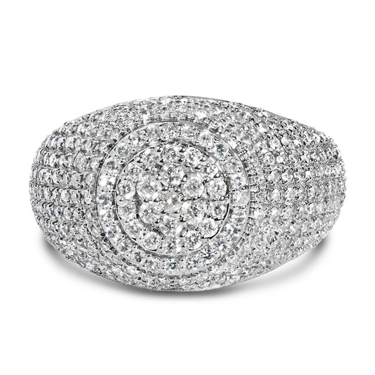 Men's 10K Yellow Gold 1 1/2 Cttw Diamond Cluster Dome Band Ring