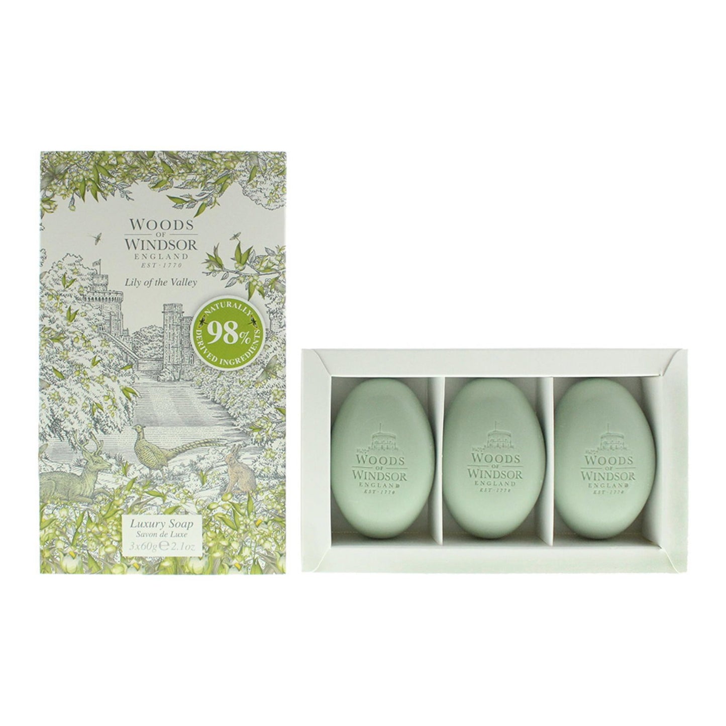 Set Trio, Woods Of Windsor, Lily Of The Valley, Moisturizing, Massage Soap Bar, Shea butter, 3 pcs, 60 g