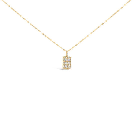Plata de ley .925 bañada en oro amarillo de 18 quilates. Collar con colgante de placa militar con diamantes de 1/3 quilates de 45,72 cm (color I-J, claridad I2-I3)