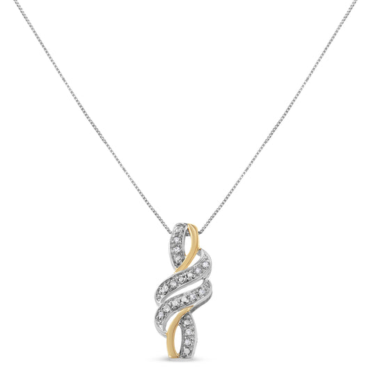 Collar con colgante de remolino de diamante de talla redonda de 1/20 cttw en plata de ley .925 chapada en oro amarillo de 10K (color H-I, claridad I2-I3)