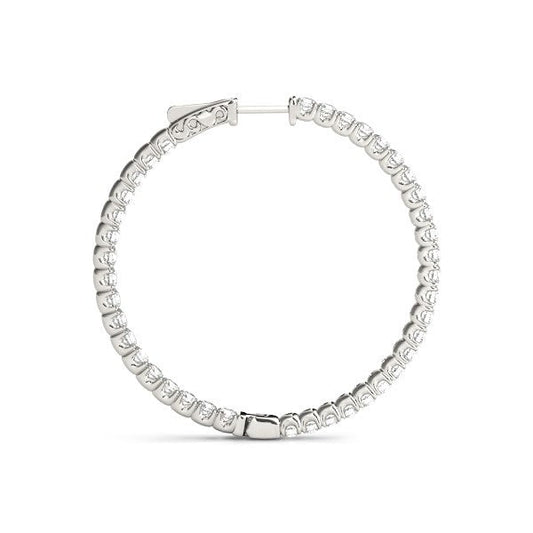 Pendientes de aro de oro blanco de 14 quilates con diamantes engastados en garra compartida (2 quilates en total)