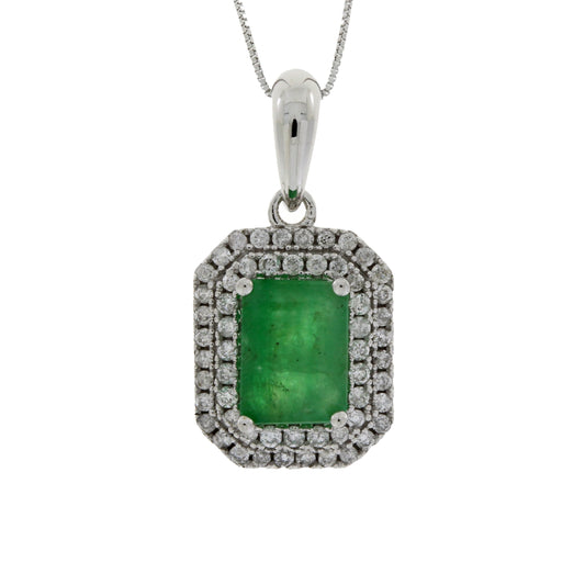 Colgantes de moda de diamante esmeralda de 1,08 ct oro blanco de 14 K
