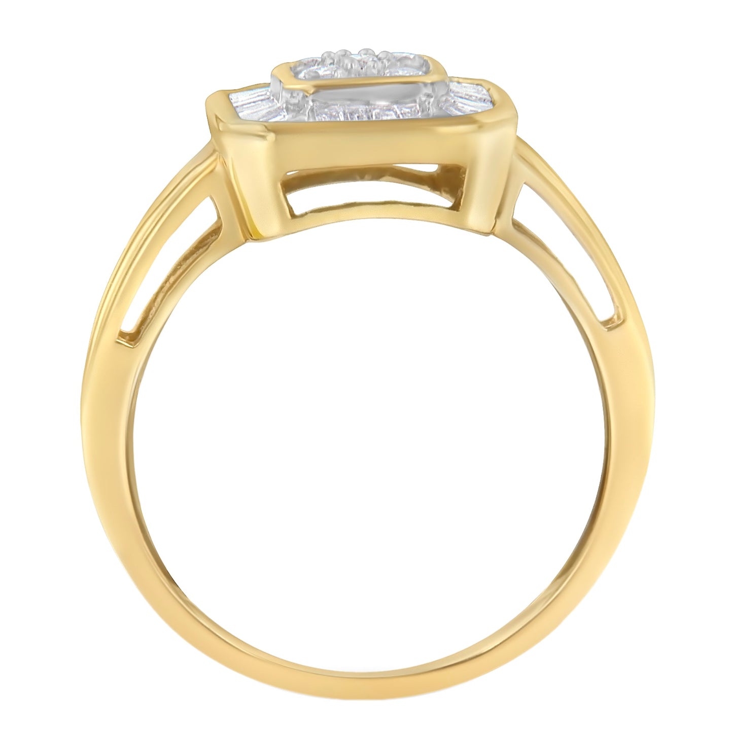 Anillo de cóctel de oro amarillo de 10K con diamantes (1/2 quilate total, color I-J, claridad SI2-I1) - Talla 6