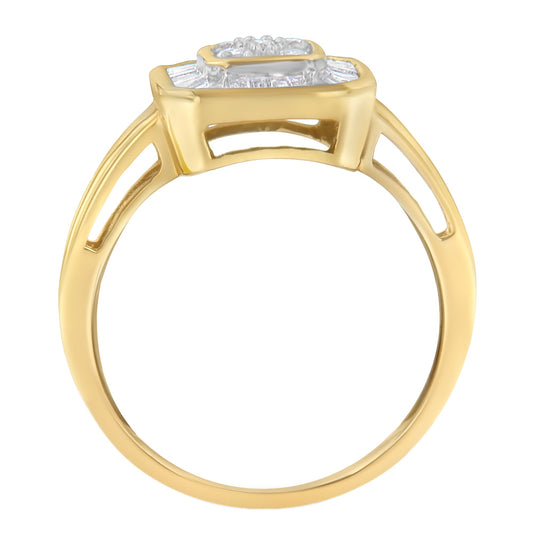 Anillo de cóctel de oro amarillo de 10K con diamantes (1/2 quilate total, color I-J, claridad SI2-I1) - Talla 6