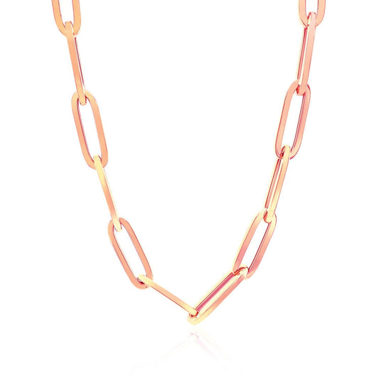 Cadena de eslabones anchos (6,1 mm) de oro rosa de 14K
