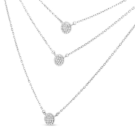 Collar con colgante triple multi-hilo de medallón con diamante redondo de 1/2 quilate de plata de ley .925 de 45,72 cm (color H-I, claridad I2-I3)