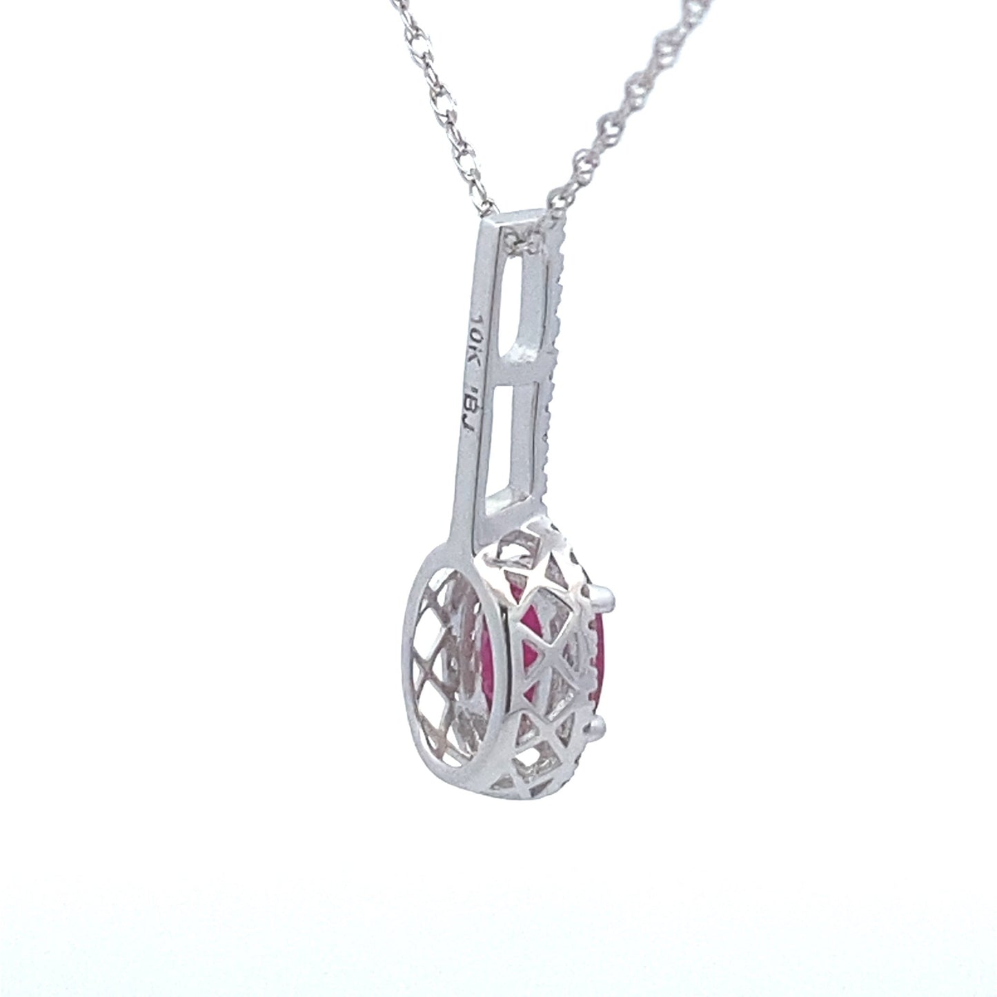 Colgantes de moda de rubí y diamantes de .45ct en oro blanco de 10kt