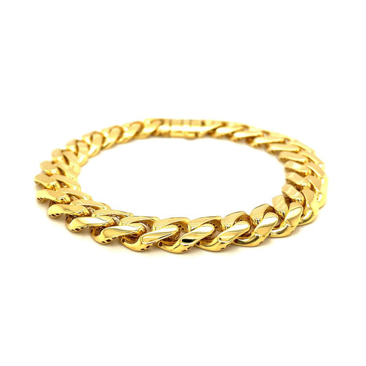 Pulsera de cadena barbada pulida de oro amarillo de 14k