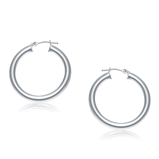 Pendientes de aro pulidos de oro blanco de 14k (30 mm)