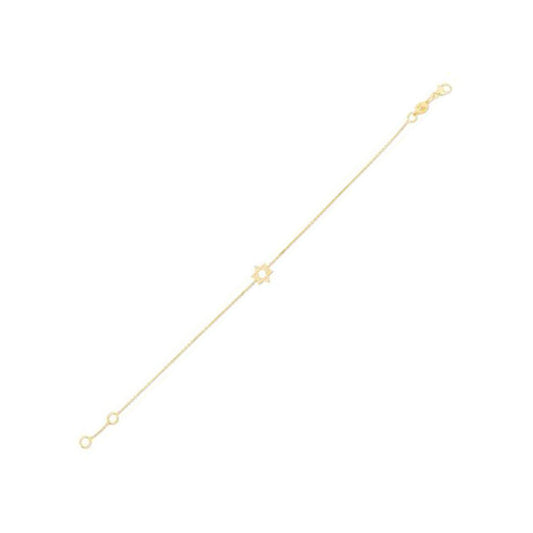 Pulsera de Oro Amarillo de 14k con Estrella de David