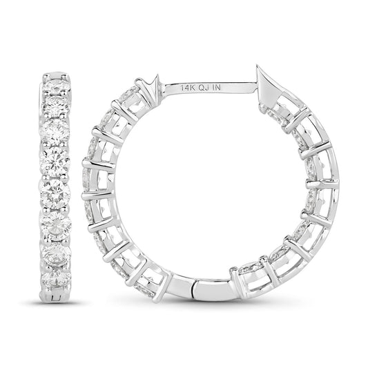 Pendientes de oro blanco de 14K con diamante cultivado en laboratorio genuino de 2.04 quilates