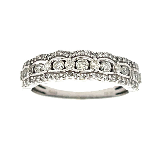Anillo de boda con diamantes de 0,50 ct de oro blanco de 14 kt