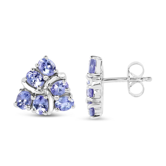 2.04 Carat Genuine Tanzanite .925 Sterling Silver Earrings - view 2