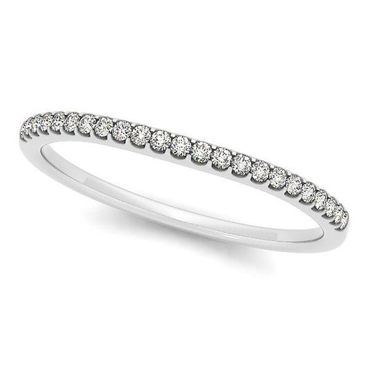 Alianza de boda de oro blanco de 14k con engaste festoneado y diamantes redondos (1/10 quilates en total)