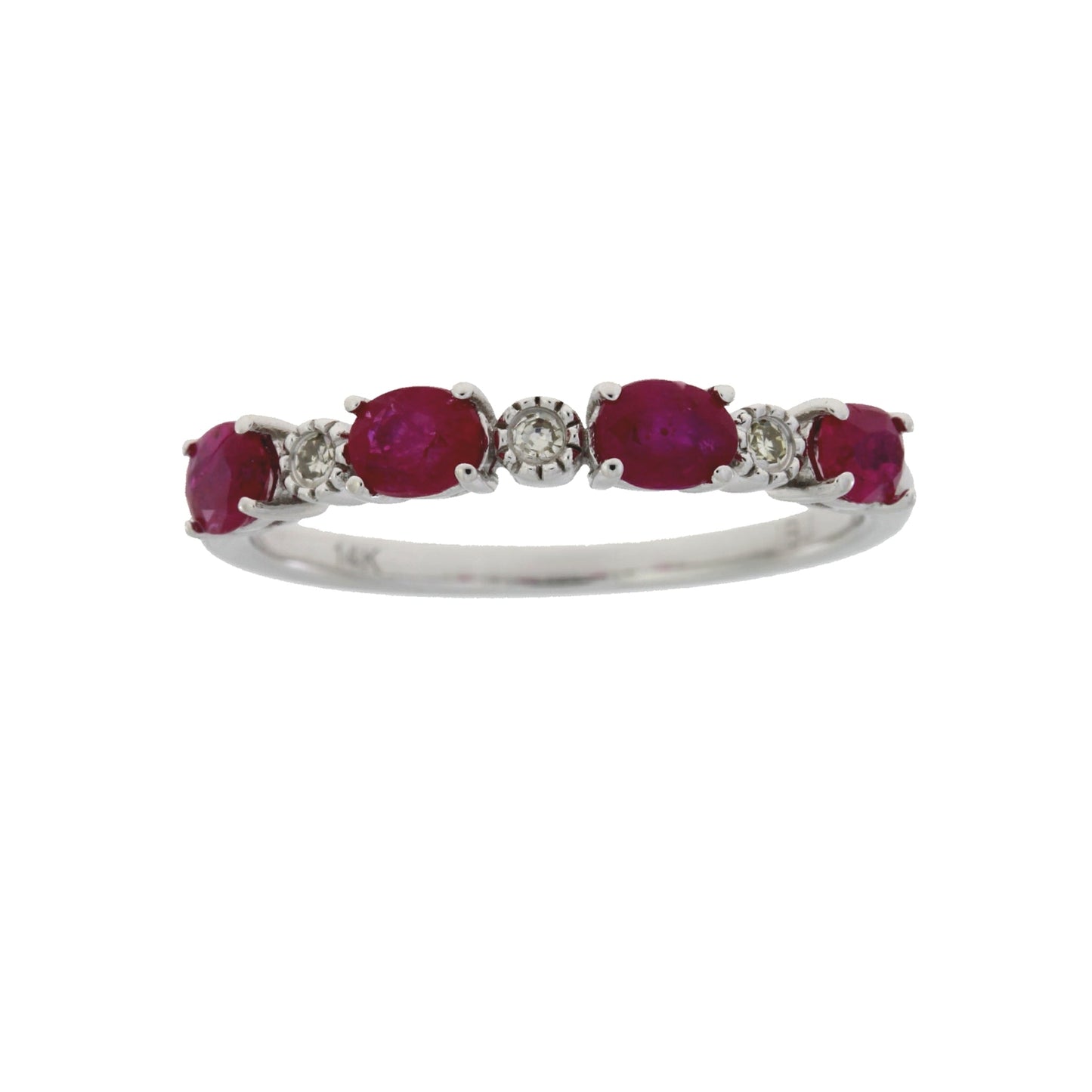 Anillo de moda de oro blanco de 14 quilates con diamantes y rubí de 1,08 ct