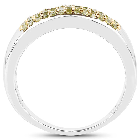 Anillo de plata esterlina .925 con diamante amarillo genuino de 0.22 quilates