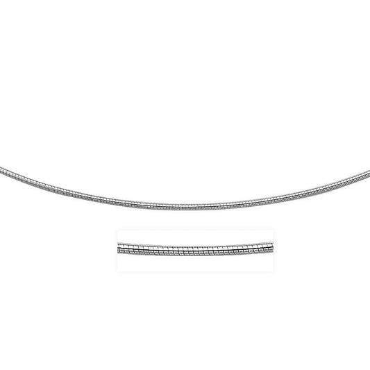 Collar de oro blanco de 14k con cadena Omega redonda