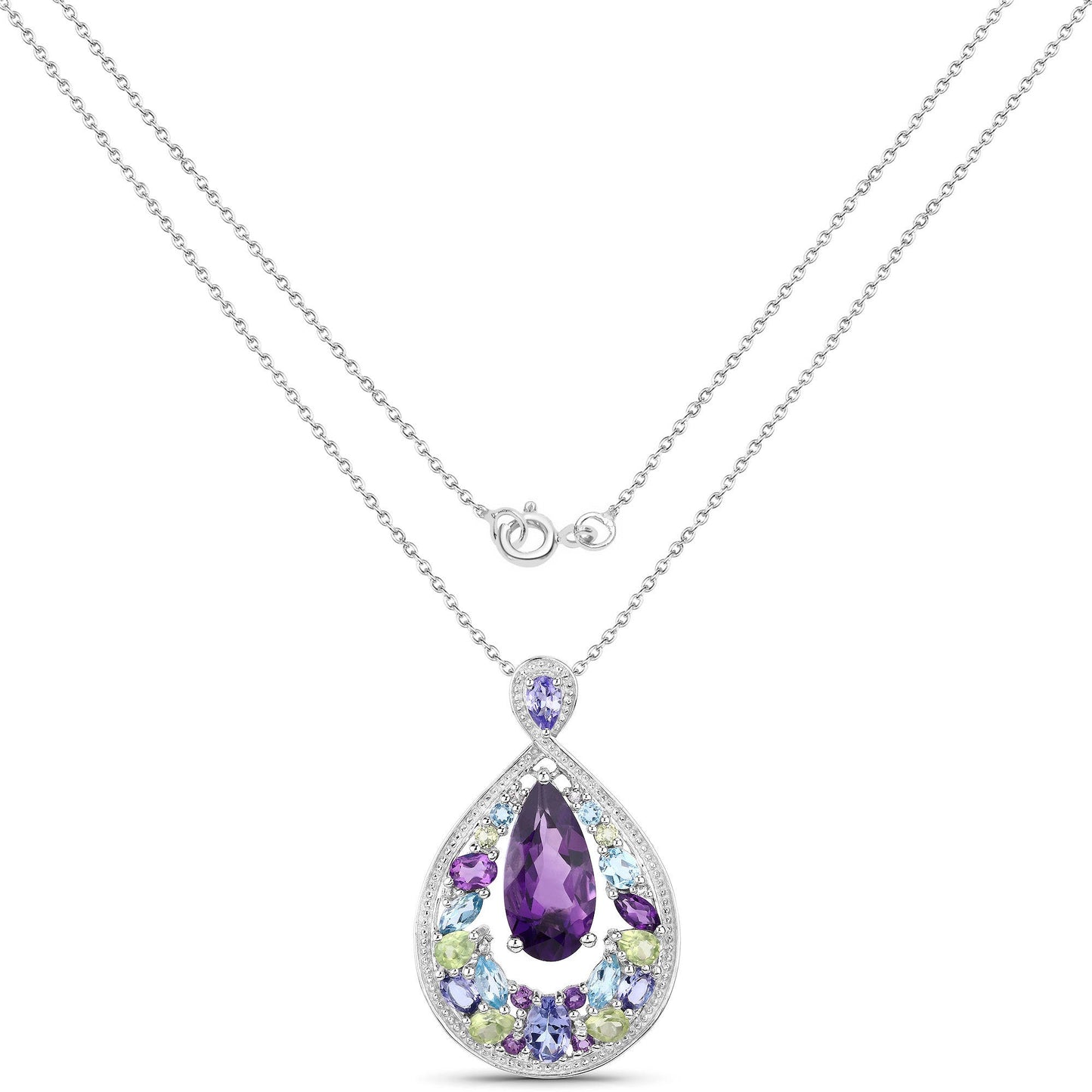 Colgante de plata de ley .925 con varias piedras preciosas de 6,40 quilates