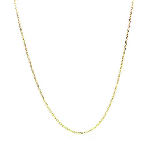 Cadena de eslabones tipo cable con corte de diamante de oro amarillo de 14k y 0.8mm