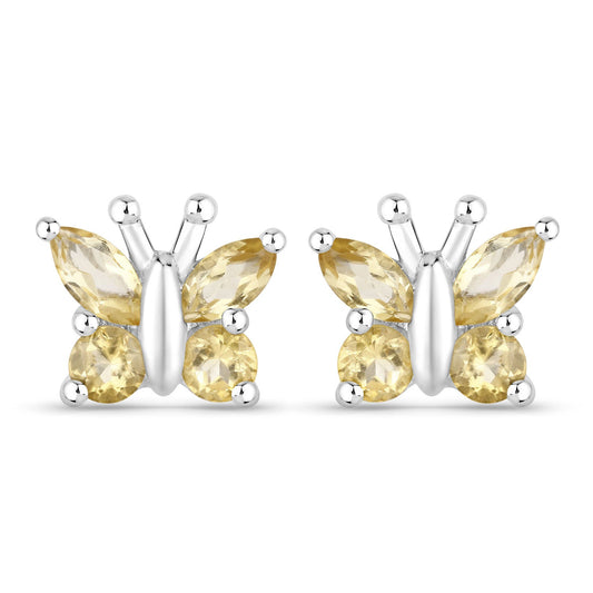 Pendientes de Citrino Genuino de 0,88 Quilates de Plata de Ley .925