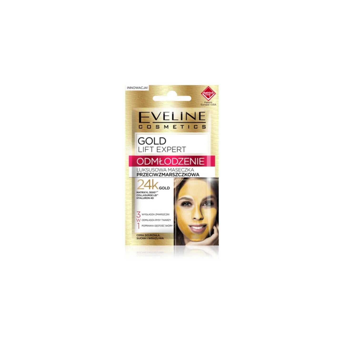 Eveline Cosmetics, Gold Lift Expert, Anti Aging, Weekly, Cream Mask, For Face, 7 ml