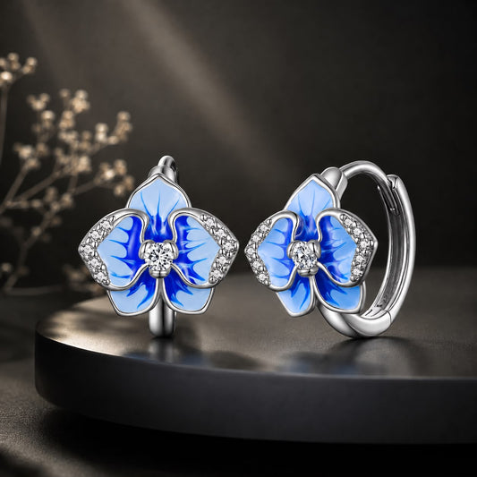 925 Sterling Silver Earrings with Enamel and Pavé Setting, 10mm for Women - view 2