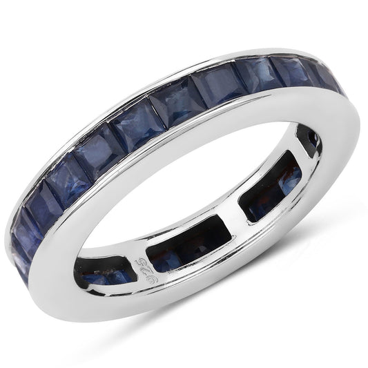 Anillo de plata esterlina .925 con zafiro azul genuino de 3.12 quilates
