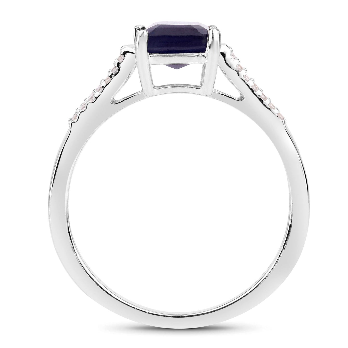 Anillo de plata de ley .925 con zafiro relleno de vidrio de 3.07 quilates y circonita blanca