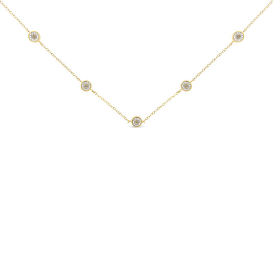Collar de plata de ley chapado en oro amarillo con diamantes (1/2 cttw, color K-L, claridad I2-I3)