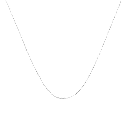 Cadena de soga unisex de oro amarillo macizo de 10K de 0,5mm, delgada y delicada, de 18 pulgadas