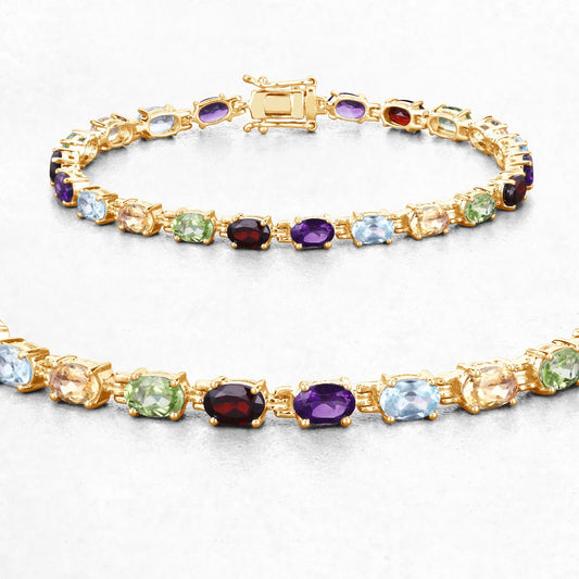 Pulsera de plata de ley .925 con varias piedras preciosas de 8.96 quilates