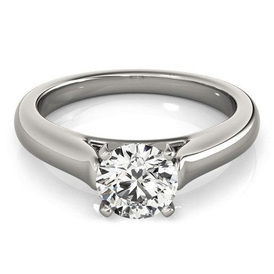 Anillo de compromiso con diamante solitario de oro blanco de 14k diseño catedral (1 quilate peso total)