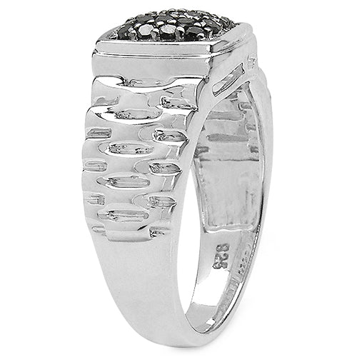 Anillo de plata de ley .925 con diamante negro auténtico de 0,22 quilates