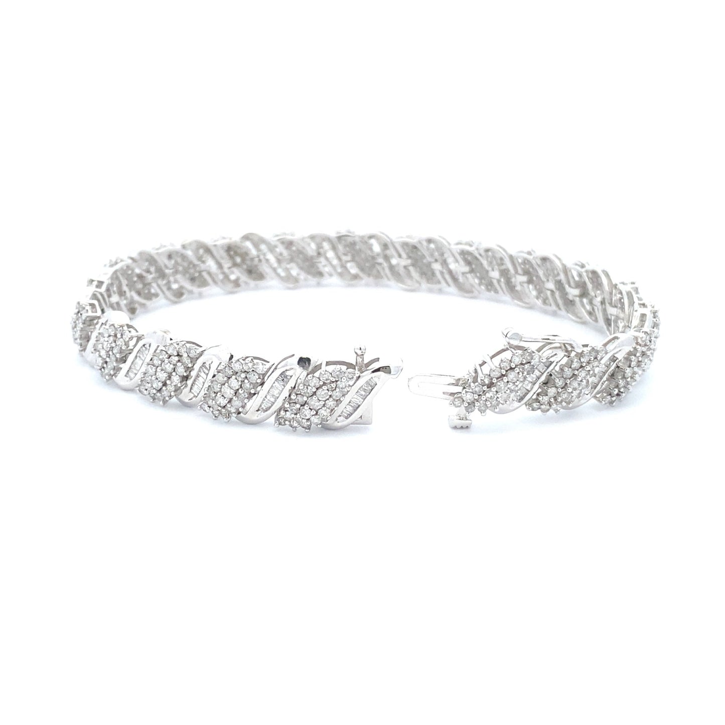Pulsera de tenis de oro blanco de 10 qt con diamantes de 5,00 ct