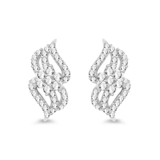 Pendientes de oro blanco de 14K con diamantes blancos auténticos de 0,68 quilates (color G-H, claridad SI1-SI2)