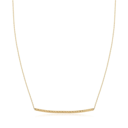 Collar de barra delgada texturizada de oro amarillo de 14k