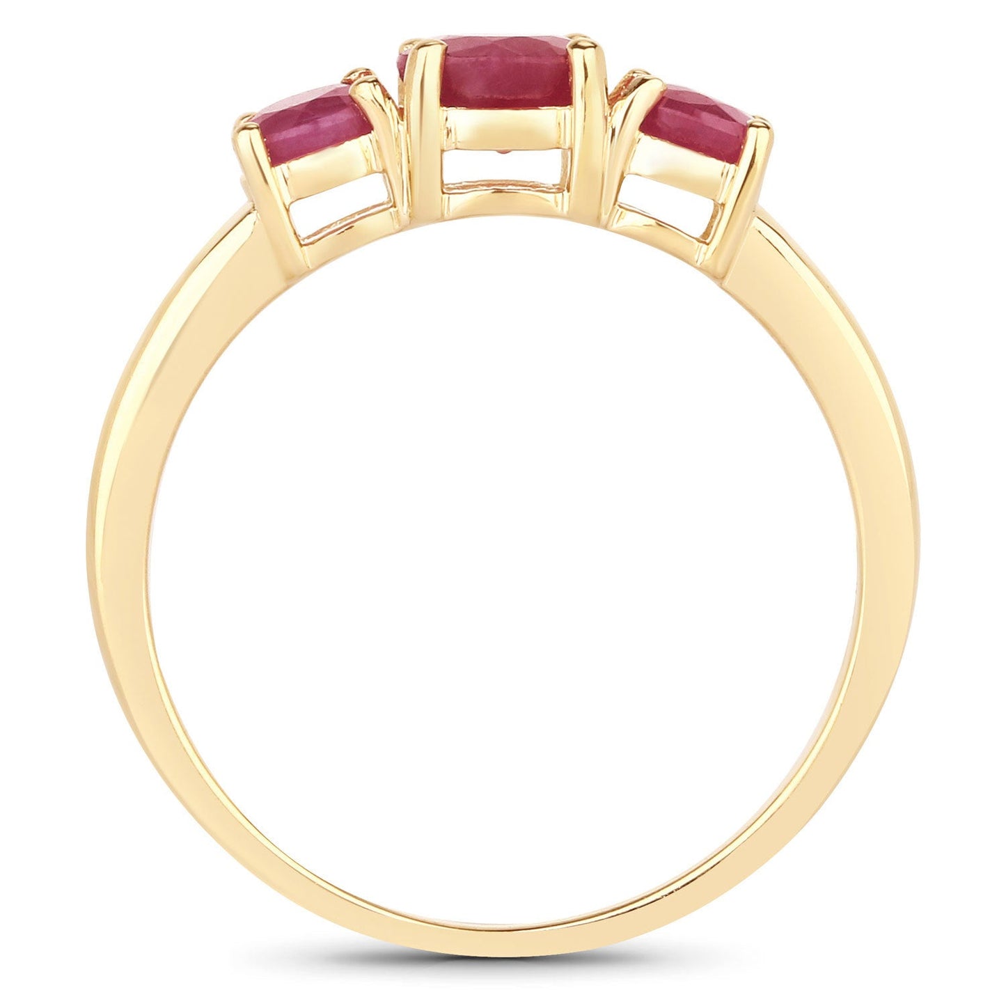 Anillo de oro amarillo de 14K con rubí auténtico de 1,15 quilates