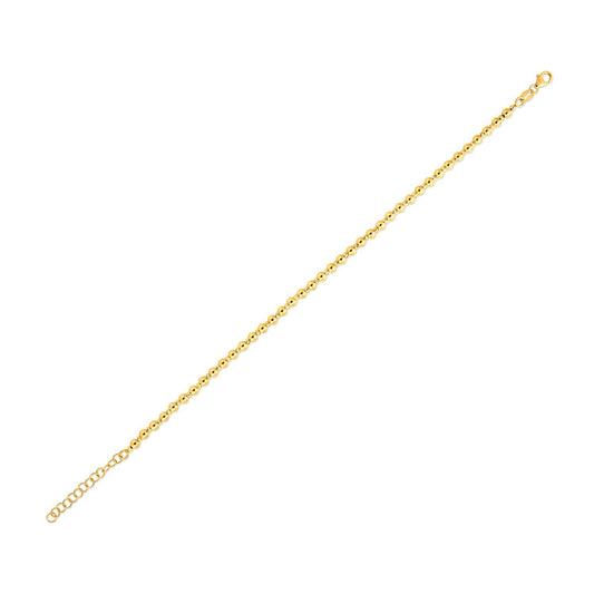 Pulsera de Oro Amarillo de 14k con Cuentas Espaciadas (3.00 mm)