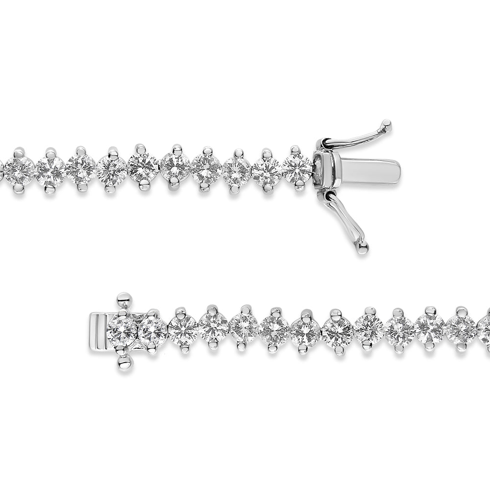 Pulsera de tenis de oro blanco de 14 quilates con diamantes redondos de 5 1/2 quilates (color H-I, claridad SI2-I1) - 7"