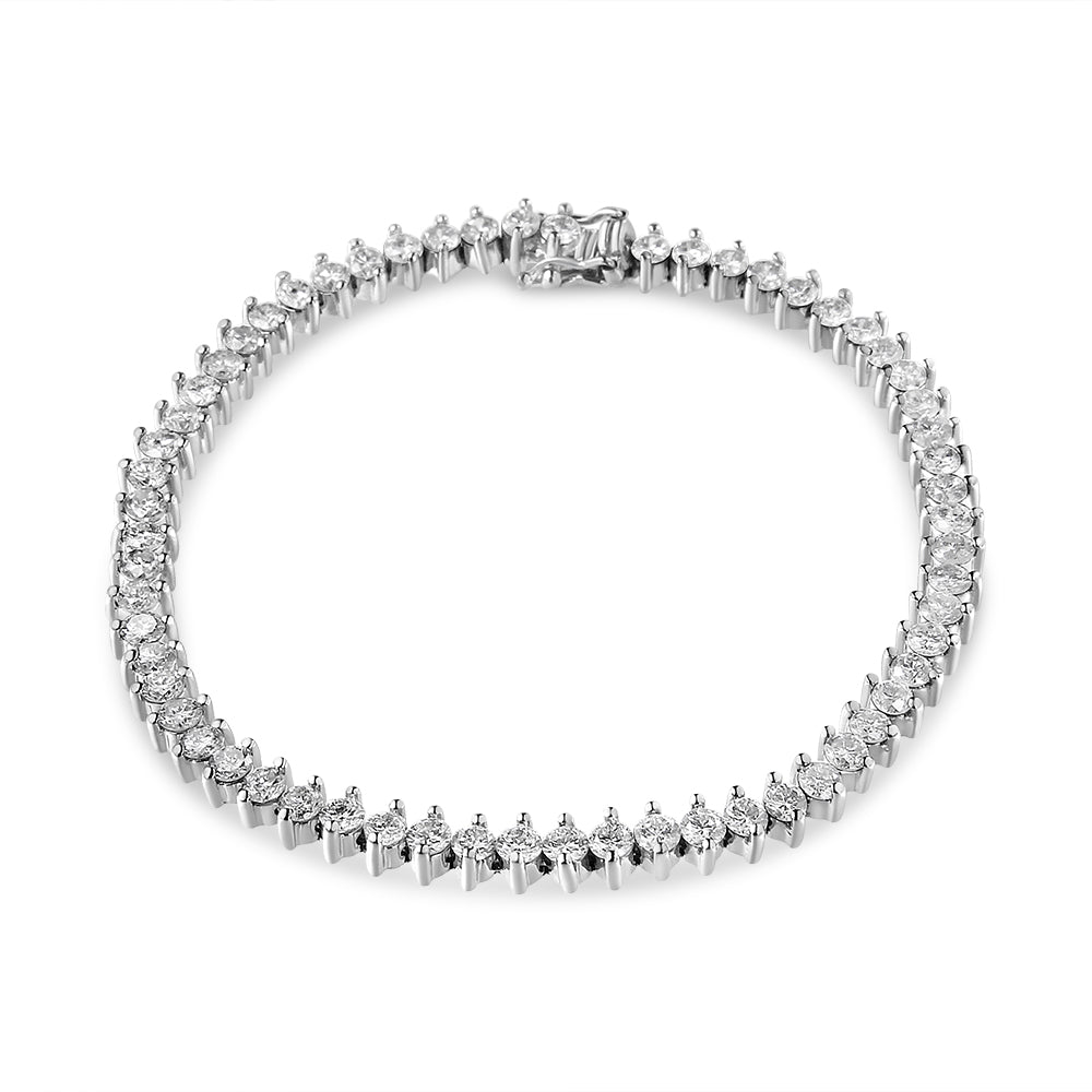 Pulsera de tenis de oro blanco de 14 quilates con diamantes redondos de 5 1/2 quilates (color H-I, claridad SI2-I1) - 7"
