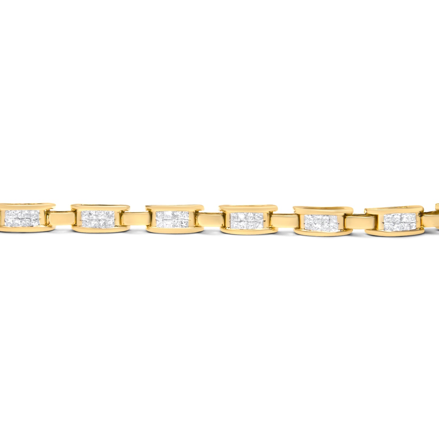 Pulsera de eslabones de amor con diamantes de talla princesa de oro amarillo de 14K (2,00 ct. en total, color H-I, claridad SI2-I1)