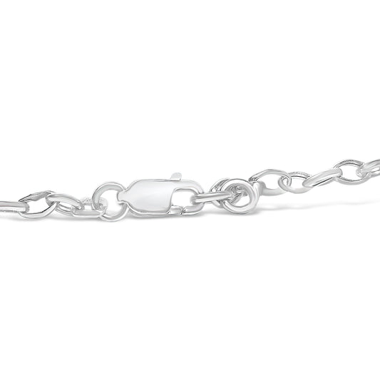 Brazalete de cadena tipo cable con dije de "Amor" y diamantes de 1/6 quilates, oro blanco de 10k (color H-I, claridad I1-I2) - 7"