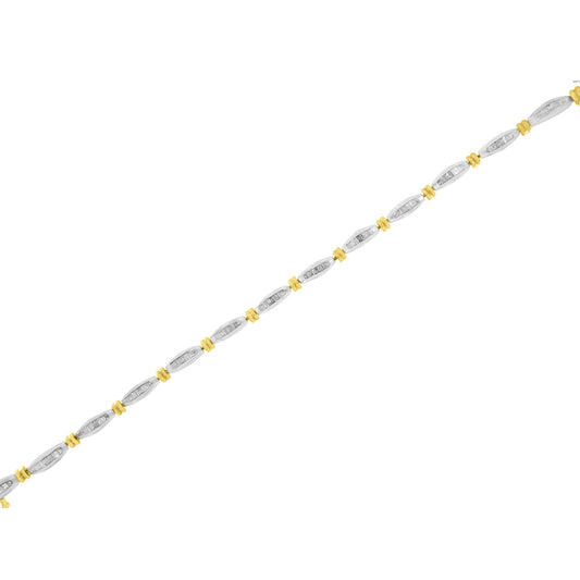 Brazalete de eslabones de canal con diamantes baguette de 2,0 quilates de oro bicolor de 10K