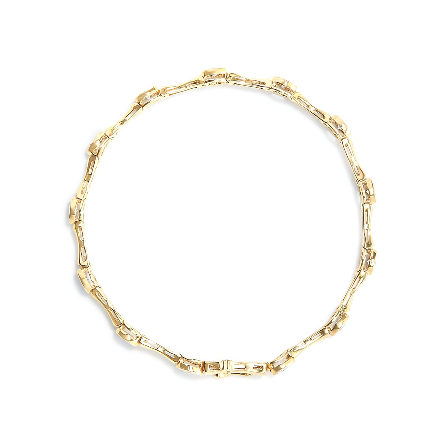 Pulsera tipo eslabón de estación con bisel de diamante engarzado "miracle" de 1,0 quilates (peso total en quilates) en plata de ley .925 chapada en oro amarillo de 10K (color H-I, claridad I3) - Talla 7"