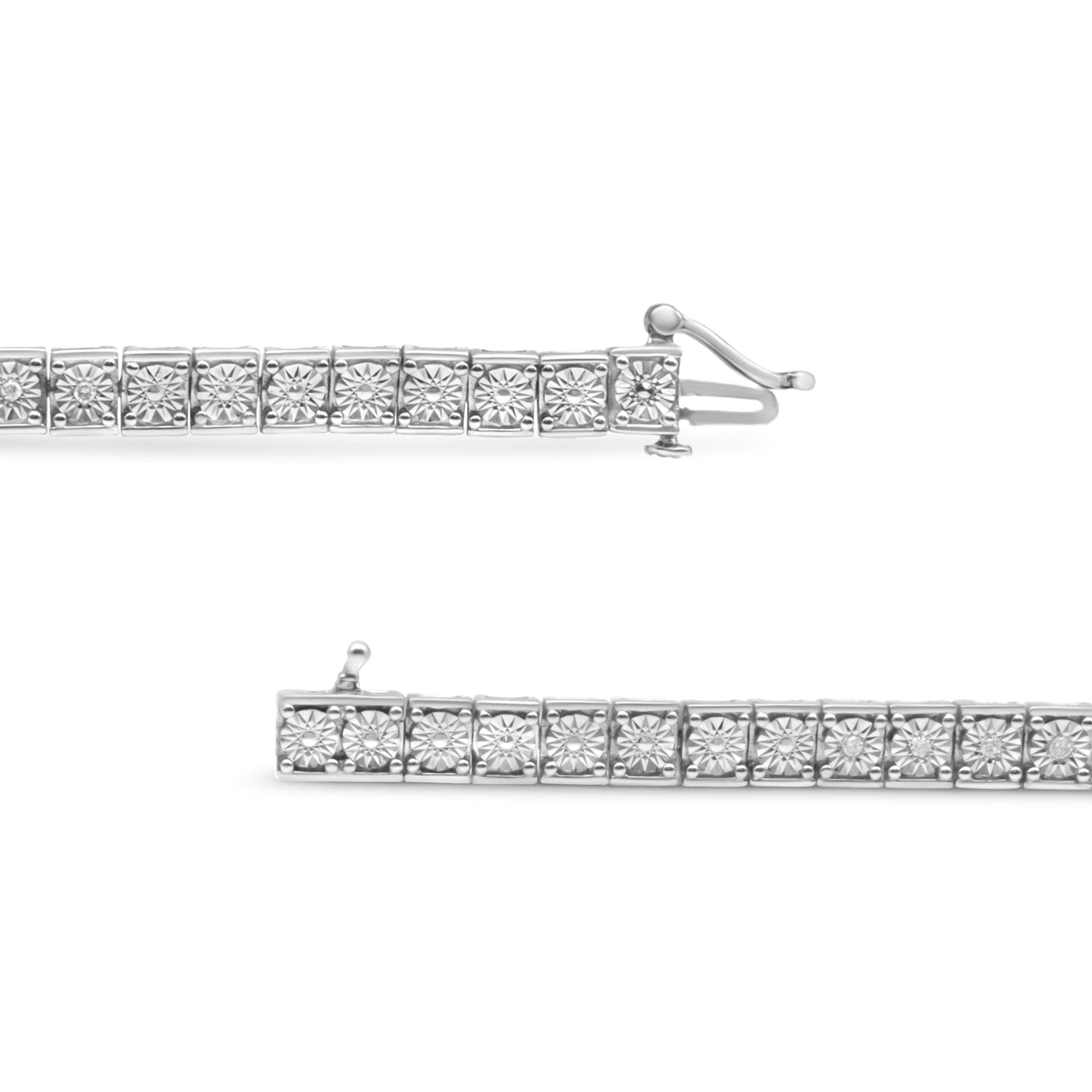 Pulsera de eslabones con diamantes de plata de ley .925 de 1/4 quilates (color I-J, claridad I2-I3) - 7.25"