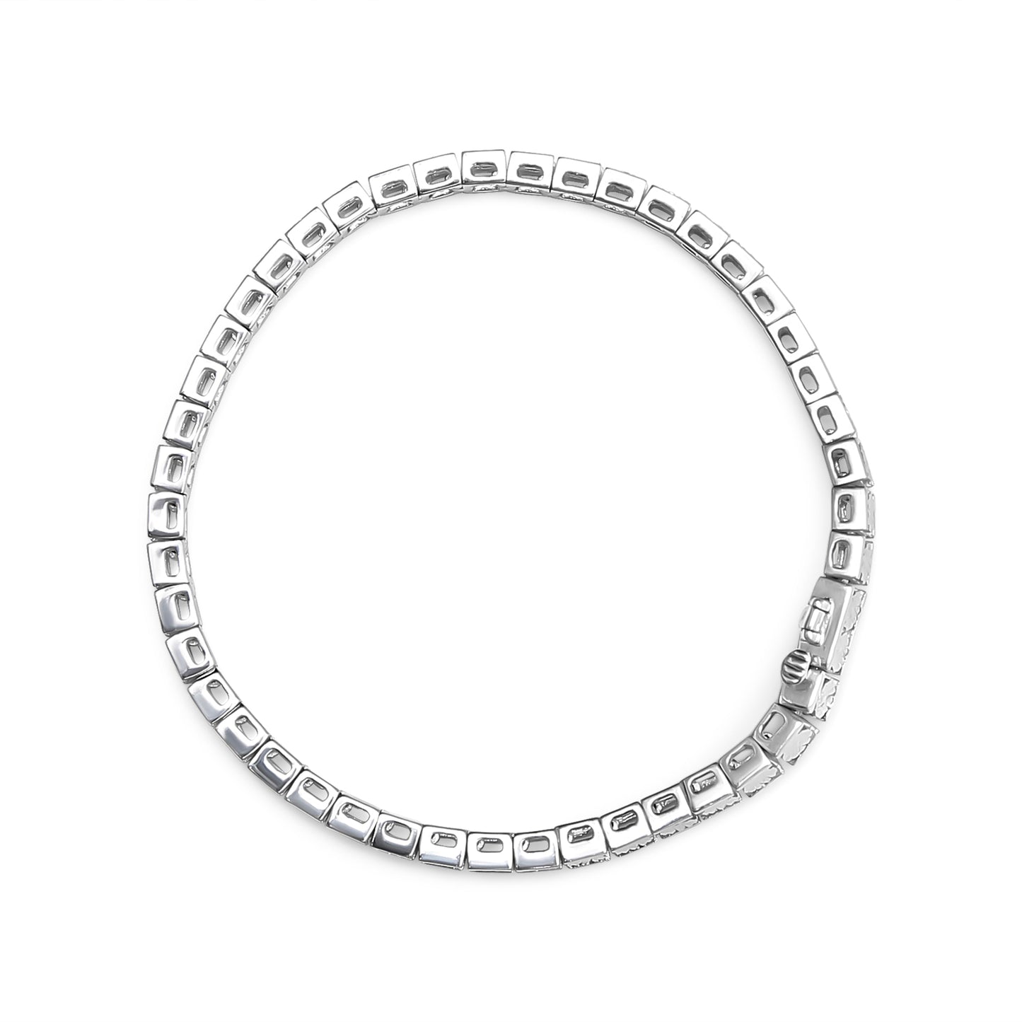 Pulsera de tenis de plata de ley .925 de 7,25" con diamantes de 1/4 Cttw engarzados milagrosamente y eslabones de cuentas (color I-J, claridad I2-I3)
