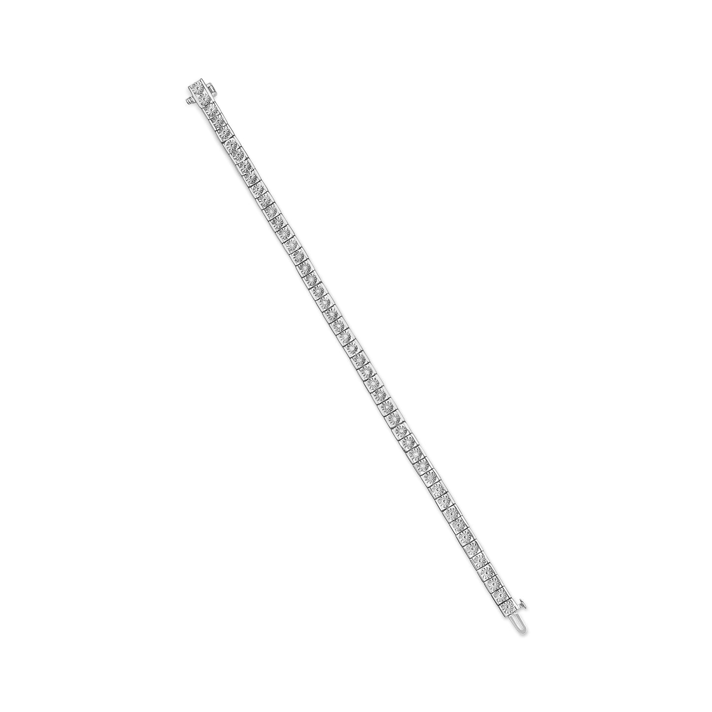Pulsera de tenis de plata de ley .925 de 7,25" con diamantes de 1/4 Cttw engarzados milagrosamente y eslabones de cuentas (color I-J, claridad I2-I3)